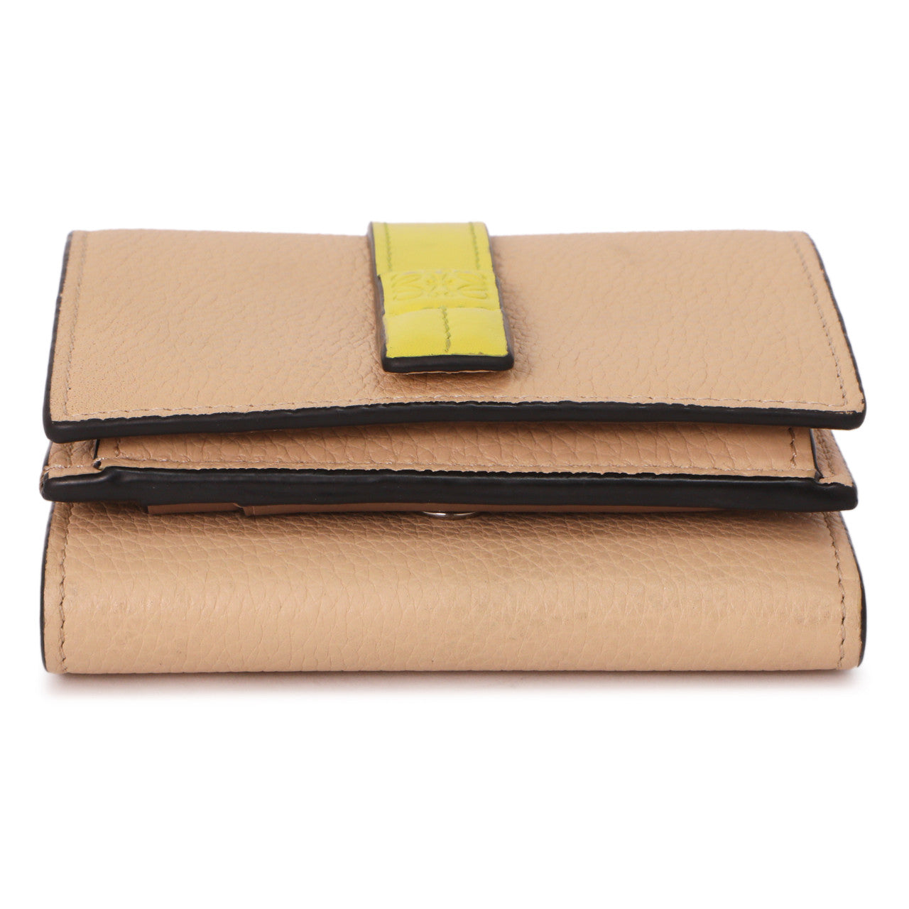 Exclusive Loewe Nude-Citronelle Soft Grained Calfskin Trifold Wallet — Back View