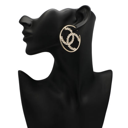 Exclusive Chanel CC Crystal Hoop Earrings — Back View