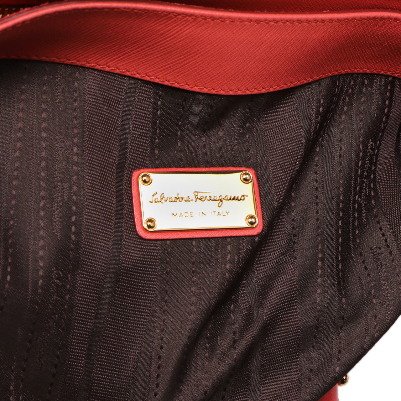 Exclusive Salvatore Ferragamo Coral Saffiano Beky Tote — Detail View