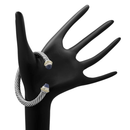 Exclusive David Yurman Sterling Silver 14K Chalcedony 7mm Cable Classics Bracelet — Back View