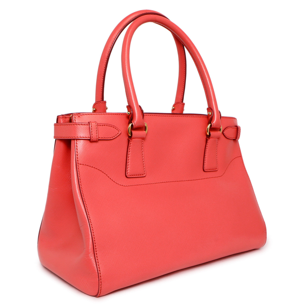 Exclusive Salvatore Ferragamo Coral Saffiano Beky Tote — Side View