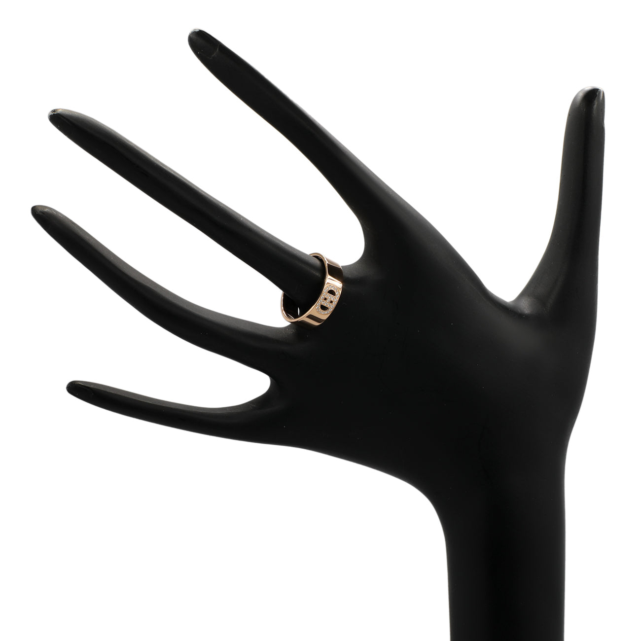 Exclusive Hermes 18K Rose Gold Diamond PM H D'Ancre Ring — Back View