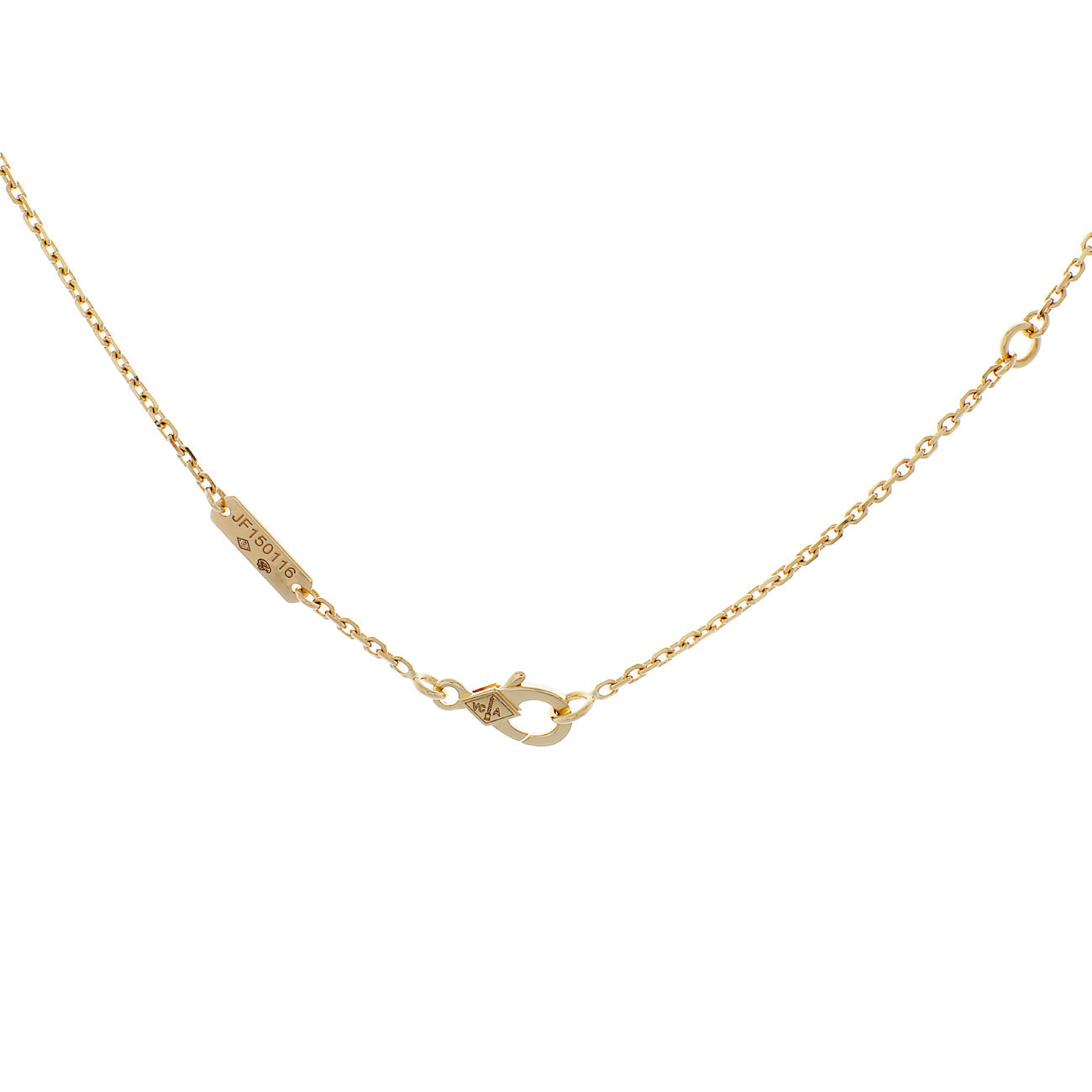 Exclusive Van Cleef & Arpels 18K Yellow Gold & Onyx Vintage Alhambra Pendant Necklace — Back View