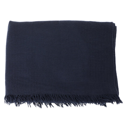 Exclusive Hermes Navy Wool-Cashmere Shawl — Top View
