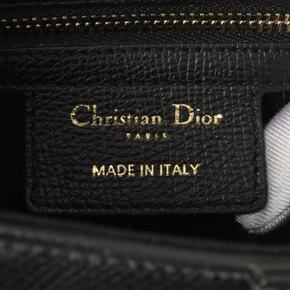 Exclusive Christian Dior Black Grained Calfskin Saddle Bag — Detail View