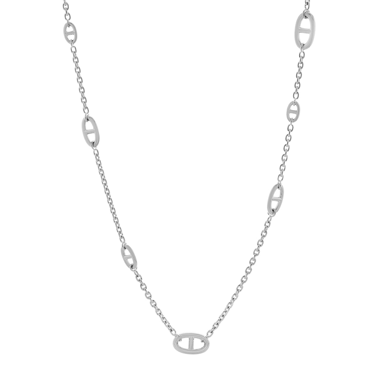 Exclusive Hermes Sterling Silver Farandole Long Necklace 80 — Front View