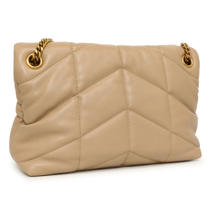 Exclusive Saint Laurent Dark Beige Lambskin Small Loulou Puffer — Side View