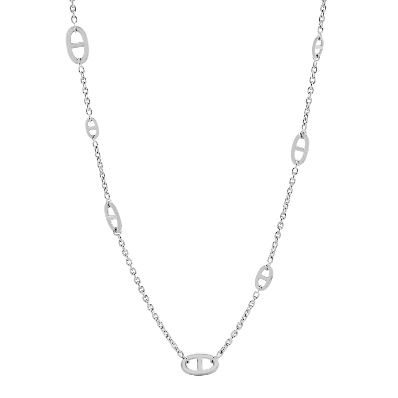 Exclusive Hermes Sterling Silver Farandole Long Necklace 80 — Front View