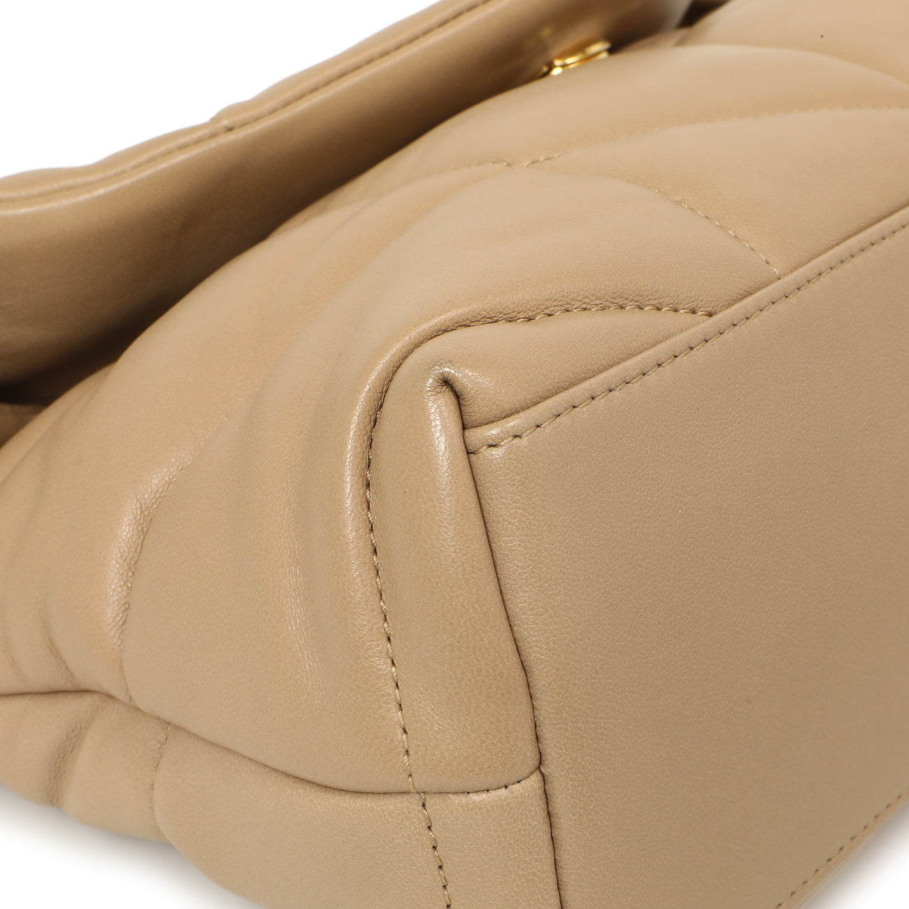 Exclusive Saint Laurent Dark Beige Lambskin Small Loulou Puffer — Top View