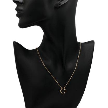 Exclusive Van Cleef & Arpels 18K Yellow Gold & Onyx Vintage Alhambra Pendant Necklace — Top View