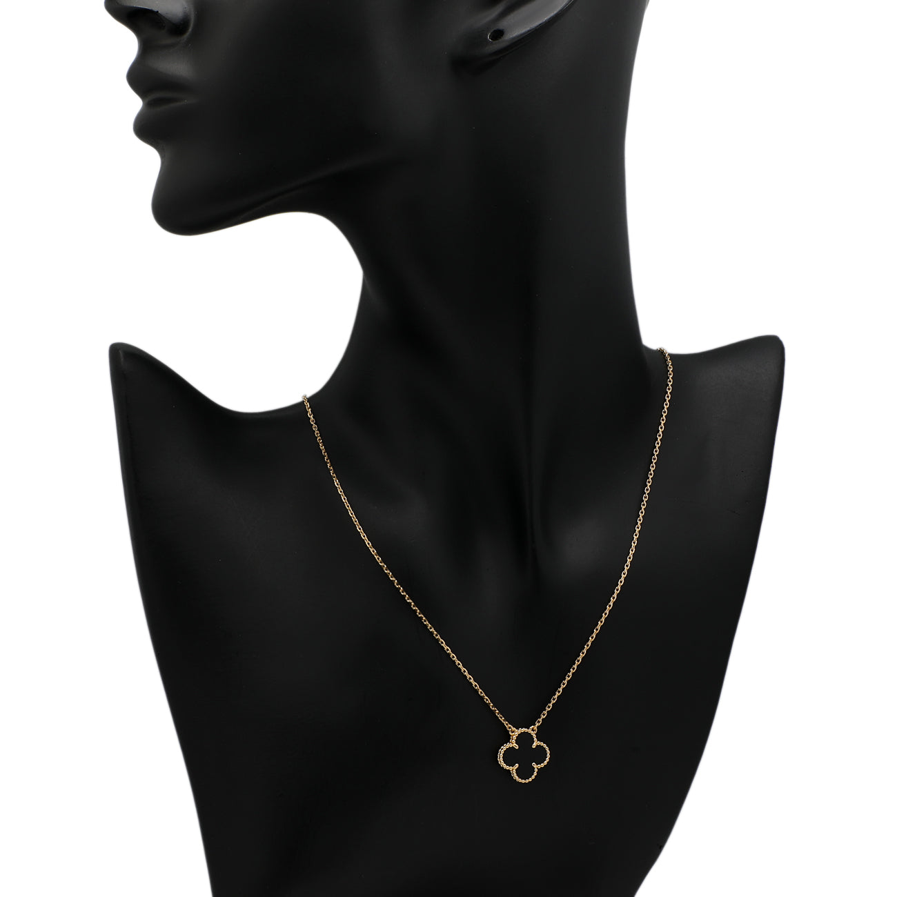 Exclusive Van Cleef & Arpels 18K Yellow Gold & Onyx Vintage Alhambra Pendant Necklace — Top View