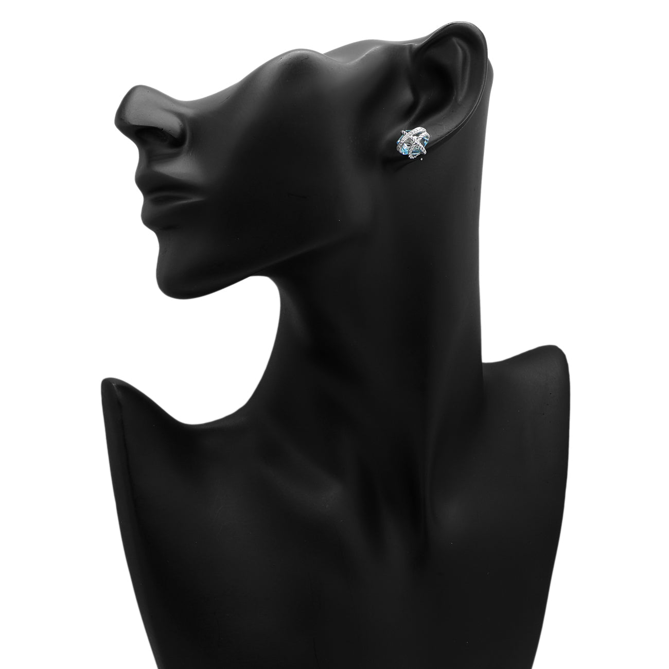 Exclusive David Yurman Sterling Silver Topaz Cable Wrap Stud Earrings — Back View