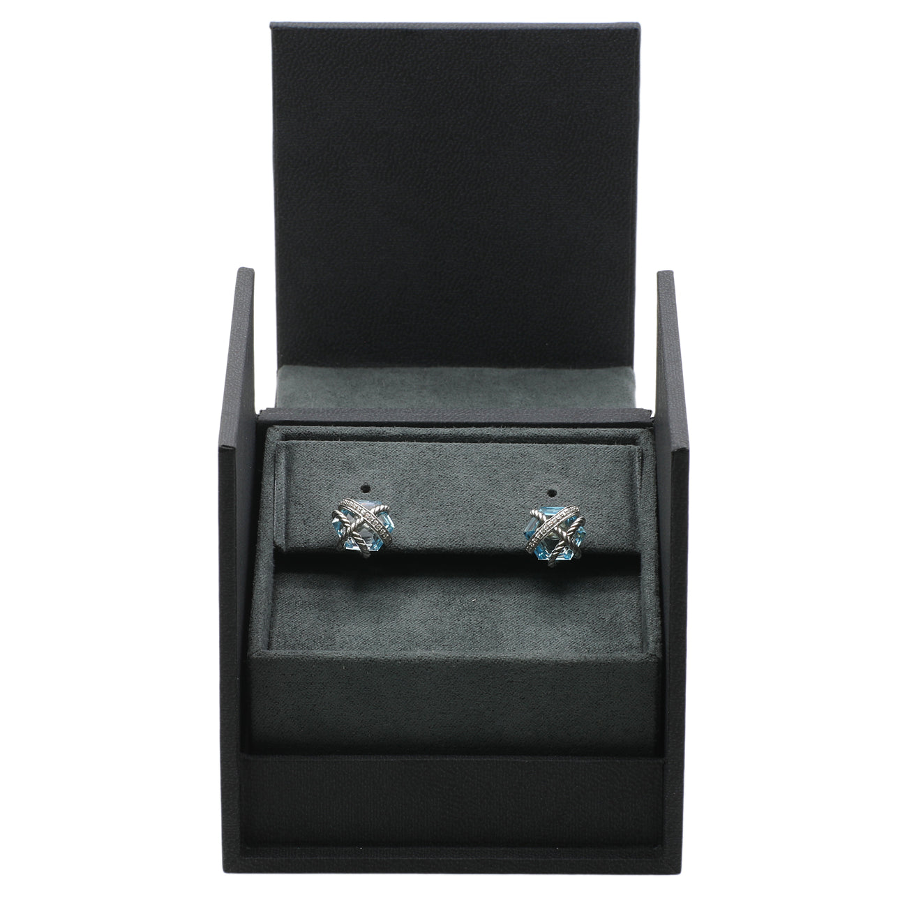 Exclusive David Yurman Sterling Silver Topaz Cable Wrap Stud Earrings — Top View