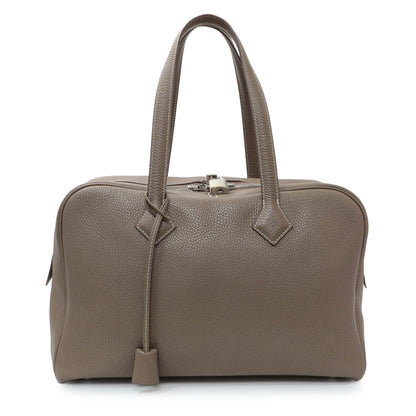 Exclusive Hermes Etoupe Taurillon Clemence Victoria II 35 — Front View