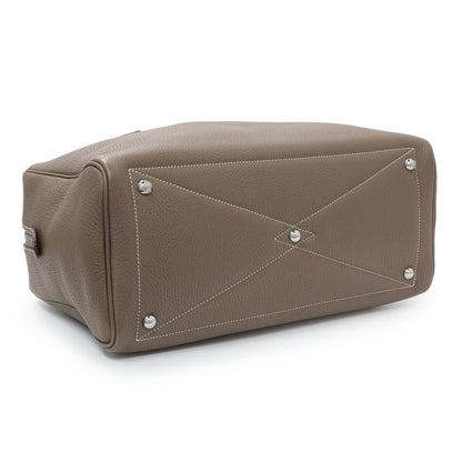 Exclusive Hermes Etoupe Taurillon Clemence Victoria II 35 — Back View
