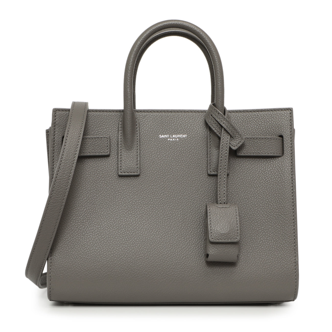 Exclusive Saint Laurent Fog Grained Calfskin Nano Sac De Jour — Front View