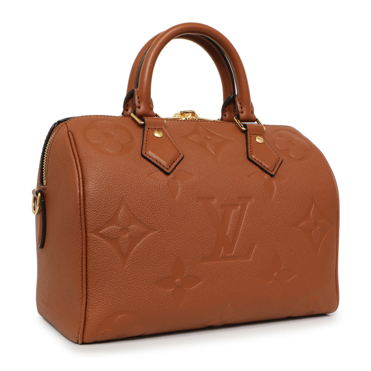 Exclusive Louis Vuitton Cognac Empreinte Monogram Giant Speedy Bandouliere 25 — Side View