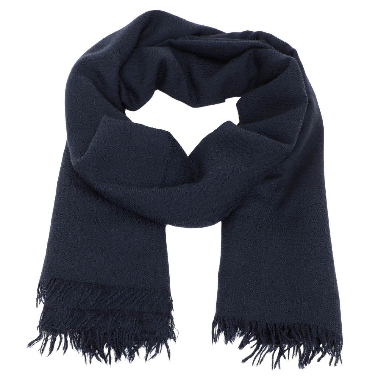 Exclusive Hermes Navy Wool-Cashmere Shawl — Front View