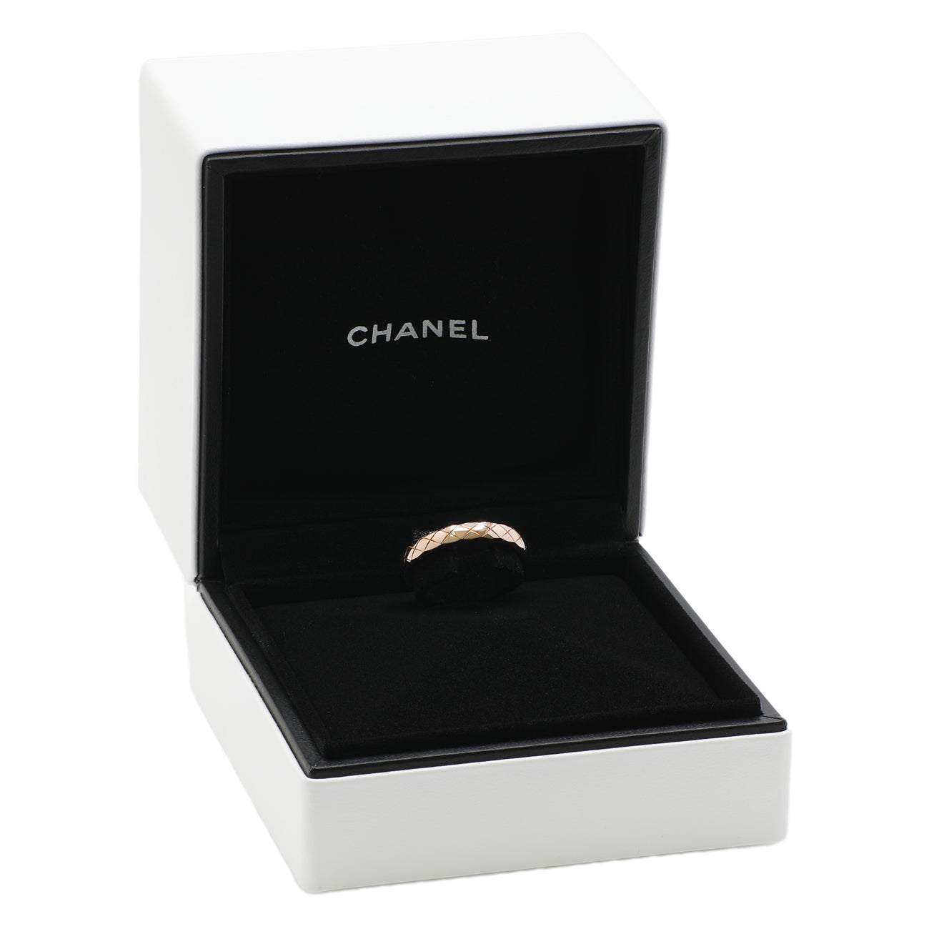 Exclusive Chanel 18K Beige Gold Mini Coco Crush Ring — Top View