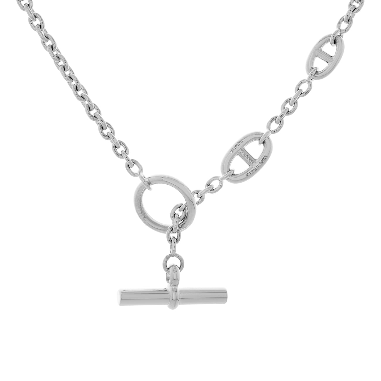 Exclusive Hermes Sterling Silver Farandole Long Necklace 80 — Side View