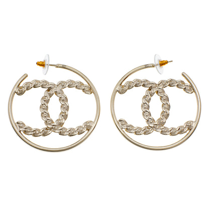 Exclusive Chanel CC Crystal Hoop Earrings — Side View