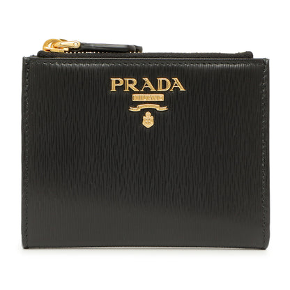 Exclusive Prada Black Vitello Move Double Zip Wallet — Front View