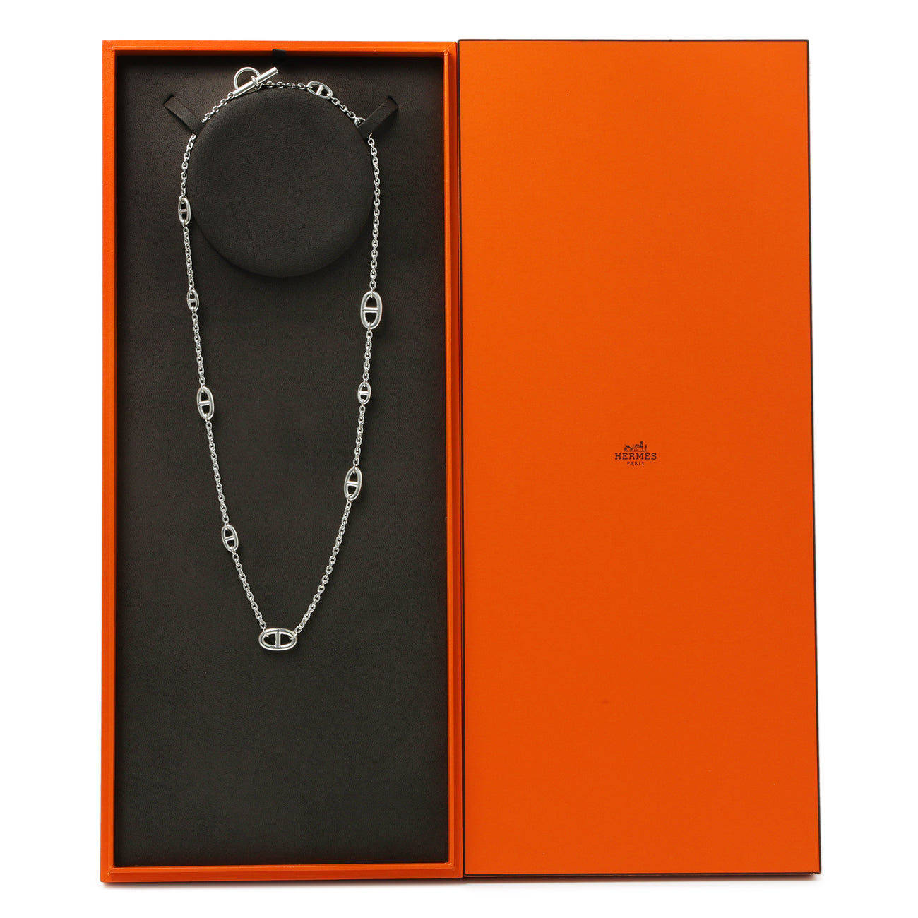 Exclusive Hermes Sterling Silver Farandole Long Necklace 80 — Top View