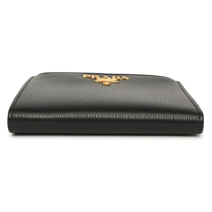 Exclusive Prada Black Vitello Move Double Zip Wallet — Back View