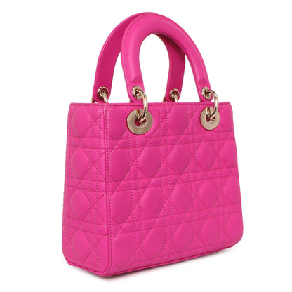 Exclusive Christian Dior Magenta Lambskin Cannage Small My ABCDior Lady Dior — Side View