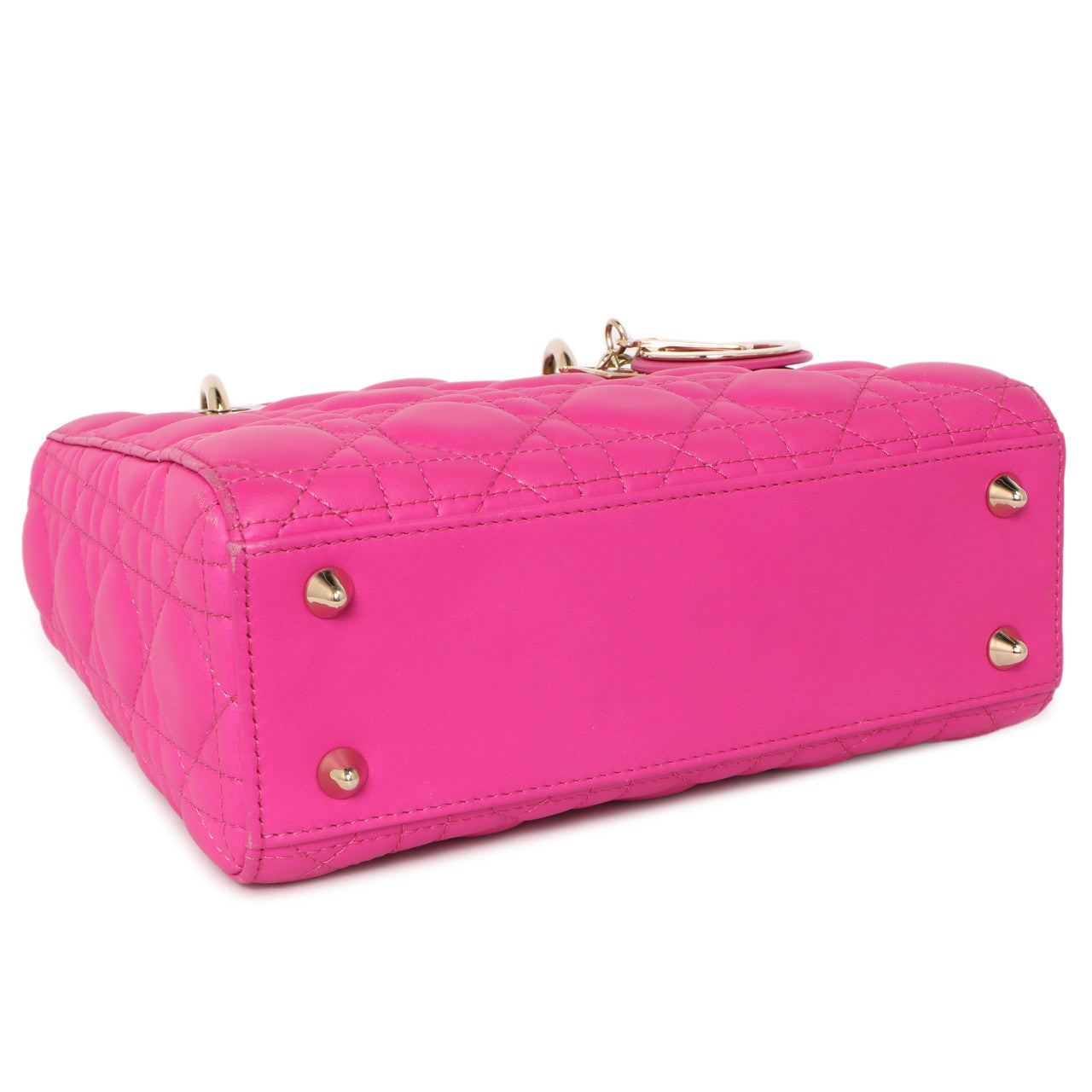 Exclusive Christian Dior Magenta Lambskin Cannage Small My ABCDior Lady Dior — Back View