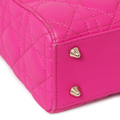 Exclusive Christian Dior Magenta Lambskin Cannage Small My ABCDior Lady Dior — Top View