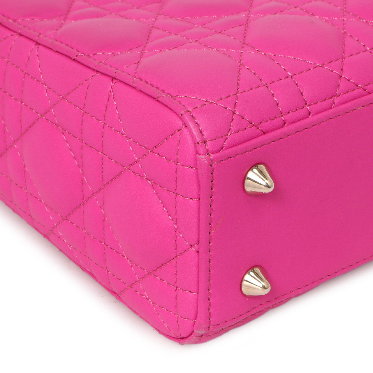 Exclusive Christian Dior Magenta Lambskin Cannage Small My ABCDior Lady Dior — Lifestyle View