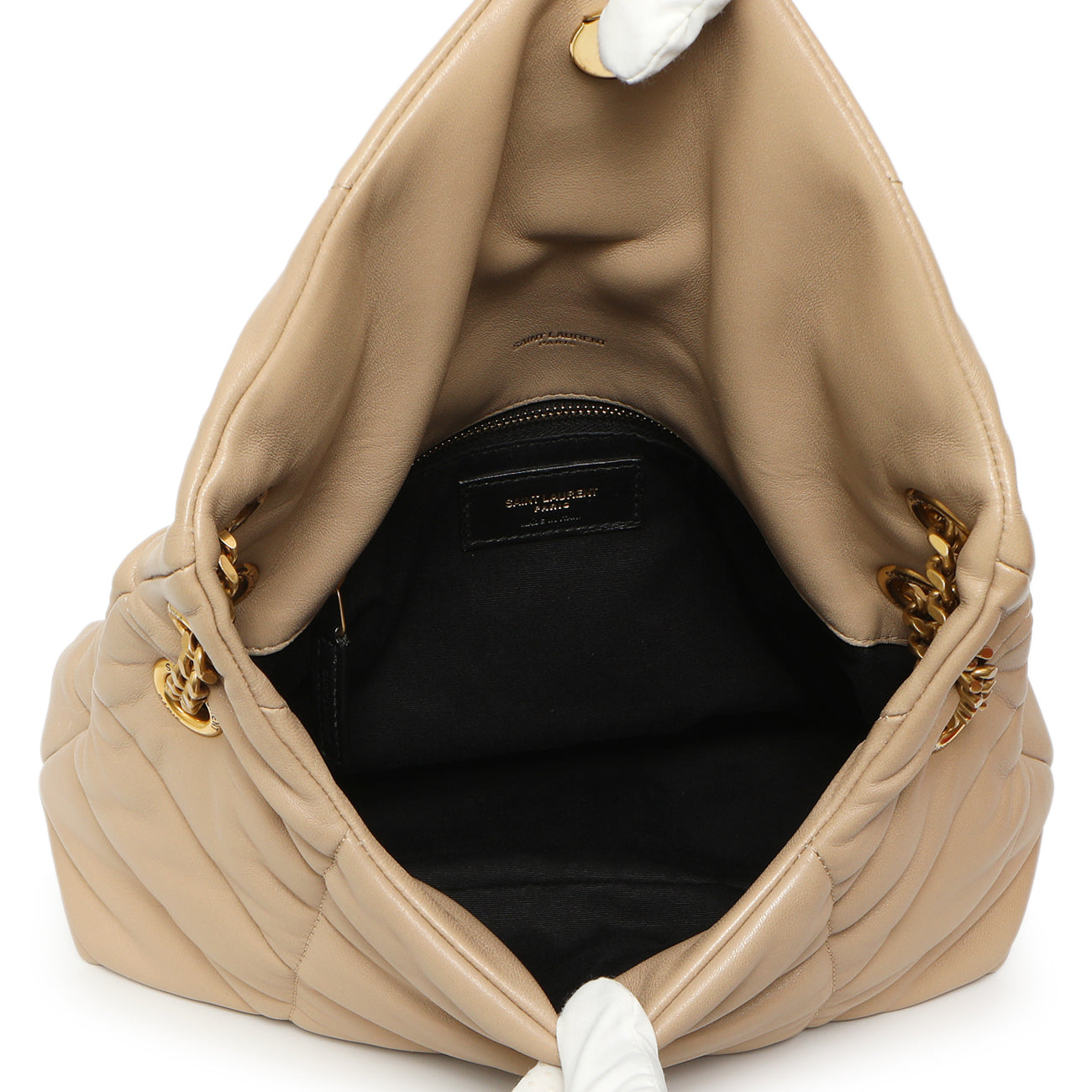 Exclusive Saint Laurent Dark Beige Lambskin Small Loulou Puffer — Alternate View 9