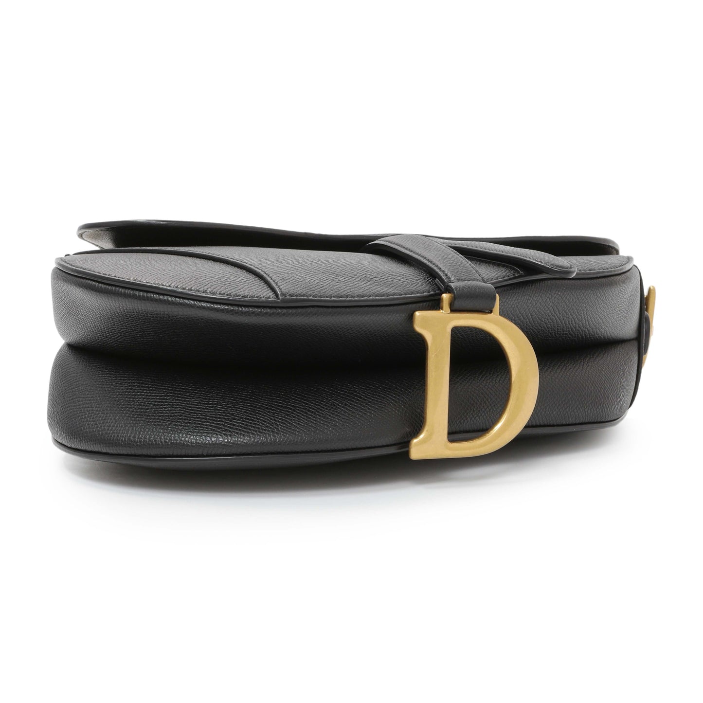 Exclusive Christian Dior Black Grained Calfskin Saddle Bag — Back View