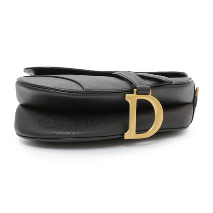 Exclusive Christian Dior Black Grained Calfskin Saddle Bag — Back View