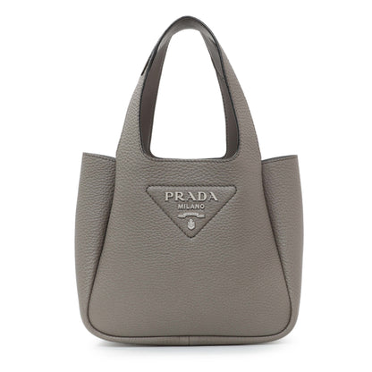 Exclusive Prada Grey Vitello Daino Soft Mini Dynamique Tote — Front View