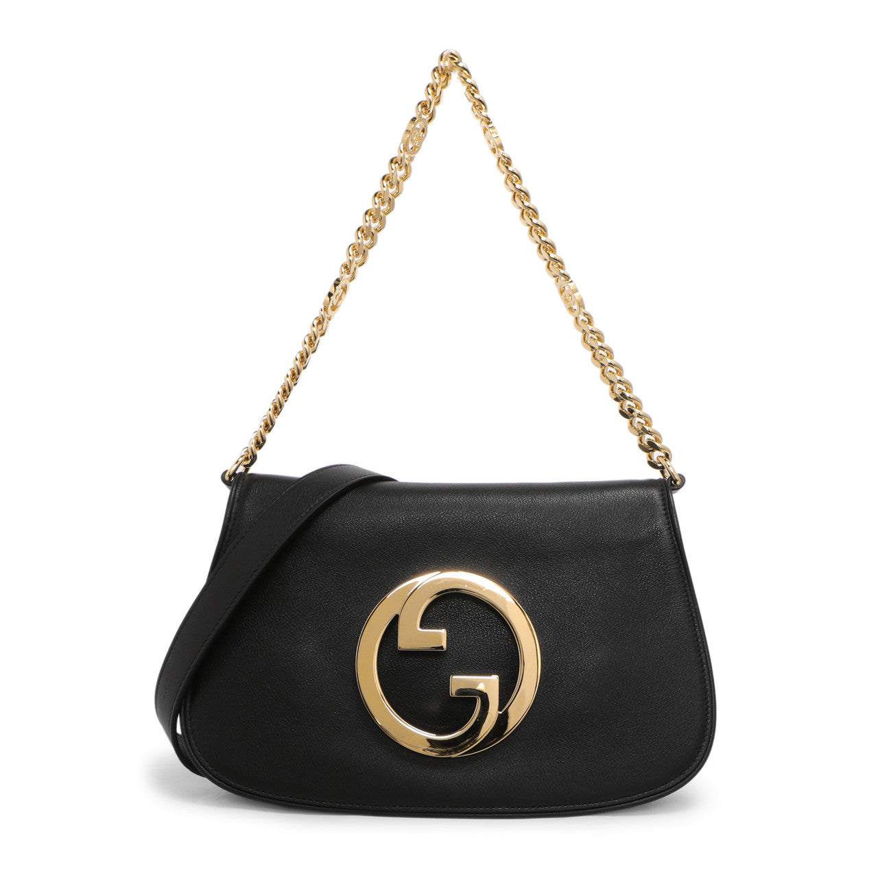 Exclusive Gucci Black Roxy Calfskin Blondie Chain Shoulder Bag — Front View