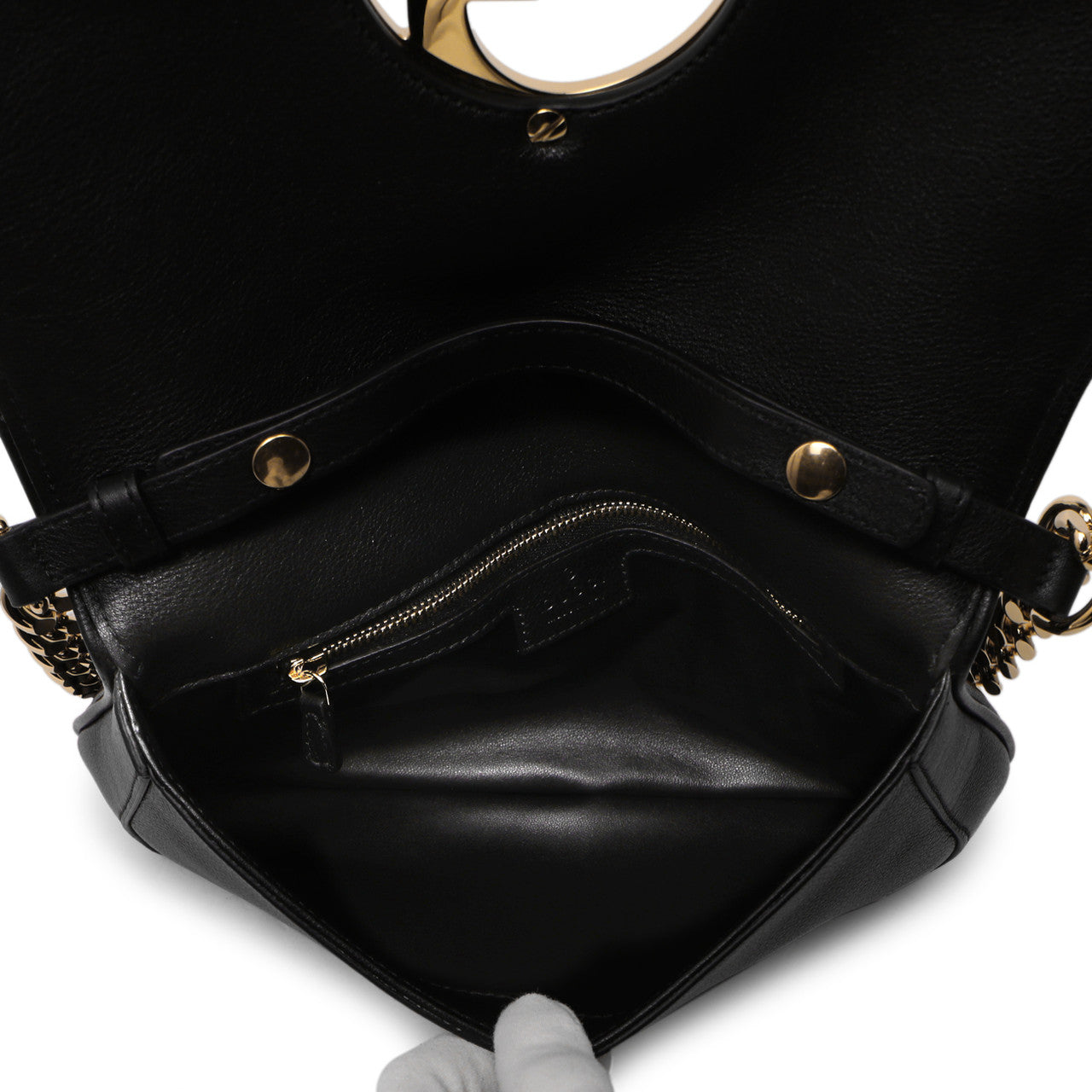Exclusive Gucci Black Roxy Calfskin Blondie Chain Shoulder Bag — Top View