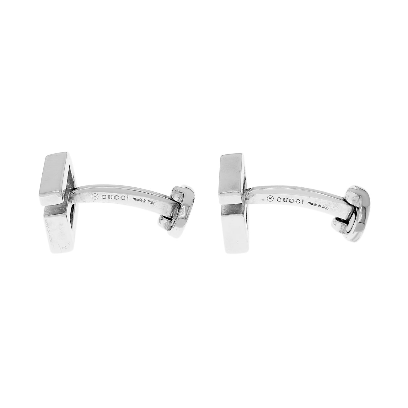 Exclusive Gucci Sterling Silver G Logo Cufflinks — Side View