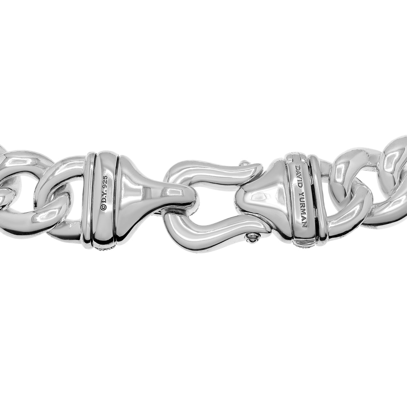 Exclusive David Yurman Sterling Silver Diamond Cable Buckle Chain Necklace — Side View