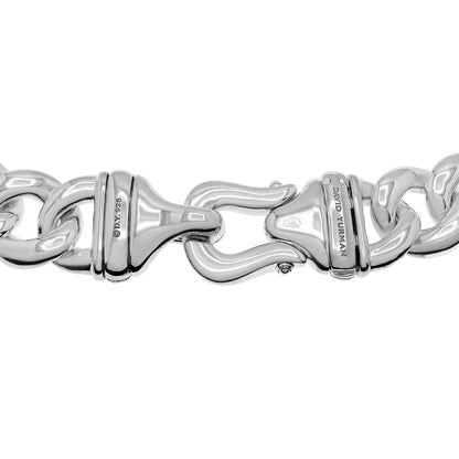 Exclusive David Yurman Sterling Silver Diamond Cable Buckle Chain Necklace — Side View