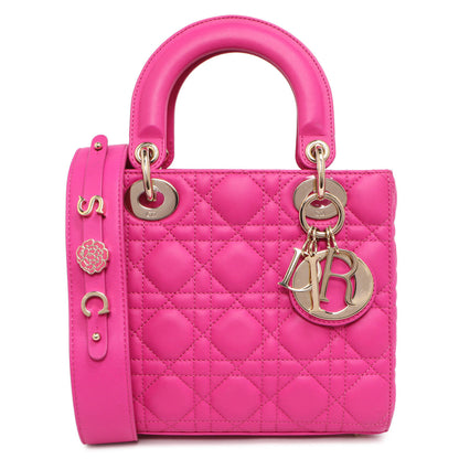 Exclusive Christian Dior Magenta Lambskin Cannage Small My ABCDior Lady Dior — Front View