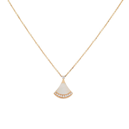 Exclusive Bulgari 18K Rose Gold Diamond Mother of Pearl Divas’ Dream Necklace — Front View