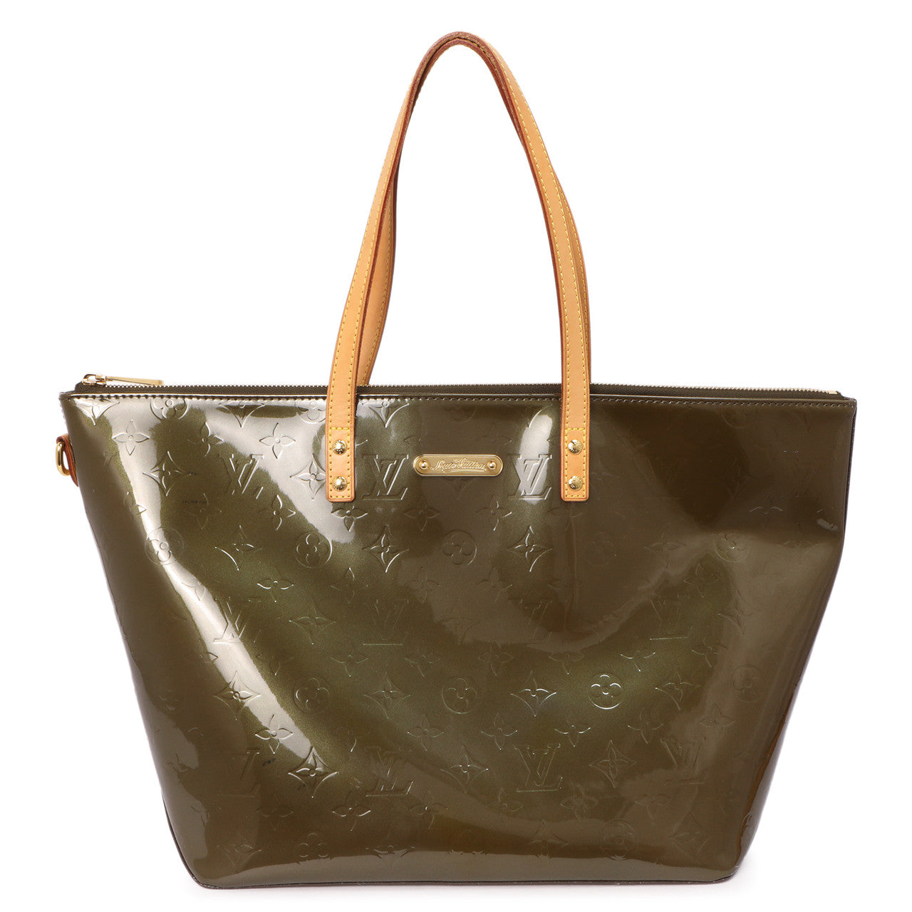 Exclusive Louis Vuitton Vert Olive Vernis Bellevue GM — Front View