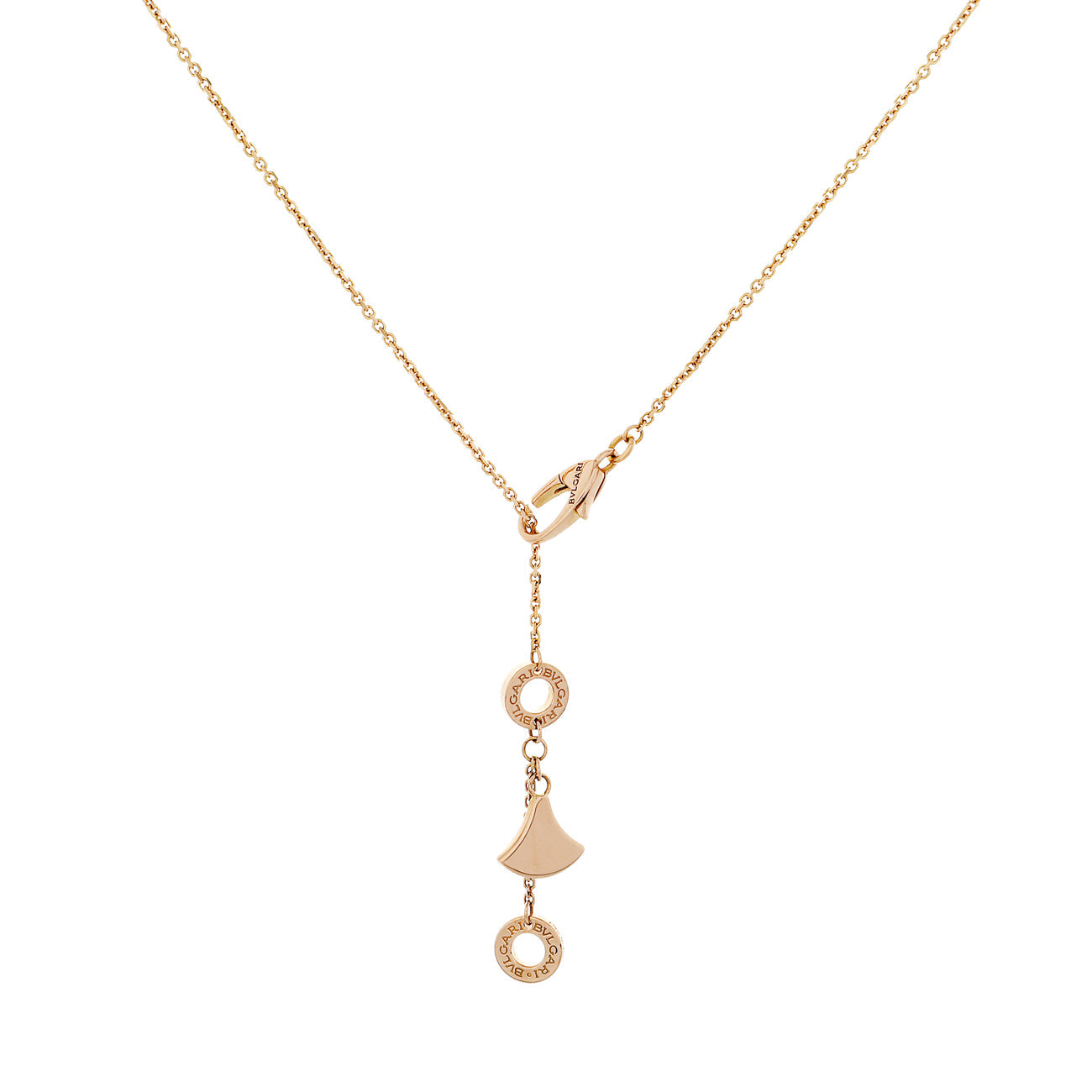 Exclusive Bulgari 18K Rose Gold Diamond Mother of Pearl Divas’ Dream Necklace — Back View