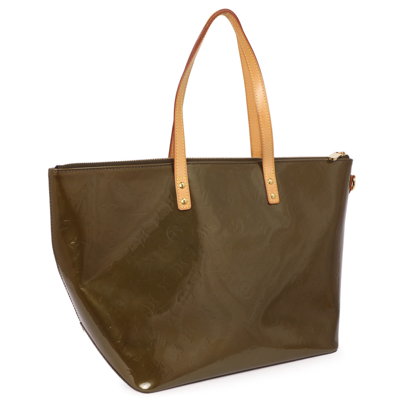 Exclusive Louis Vuitton Vert Olive Vernis Bellevue GM — Side View