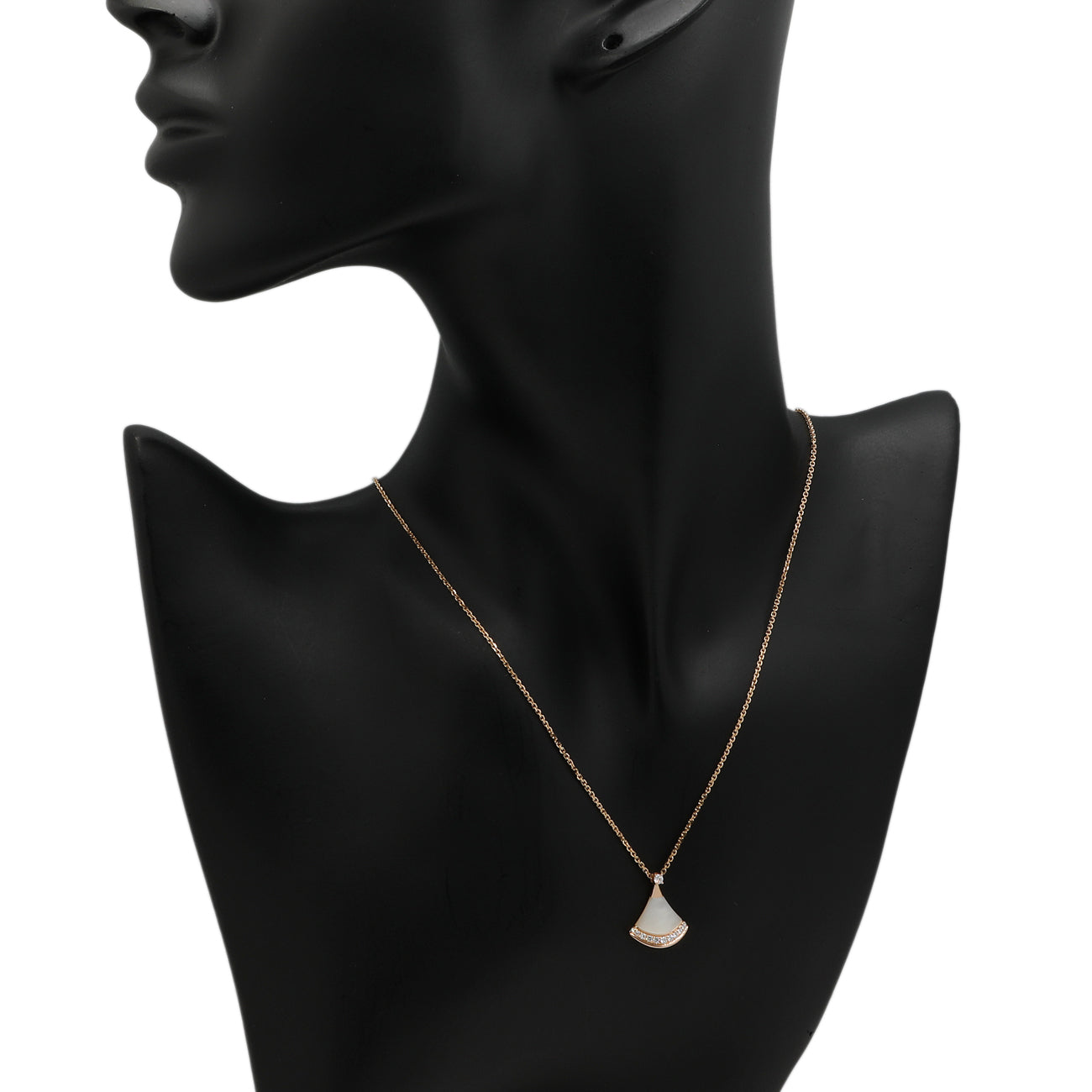 Exclusive Bulgari 18K Rose Gold Diamond Mother of Pearl Divas’ Dream Necklace — Top View