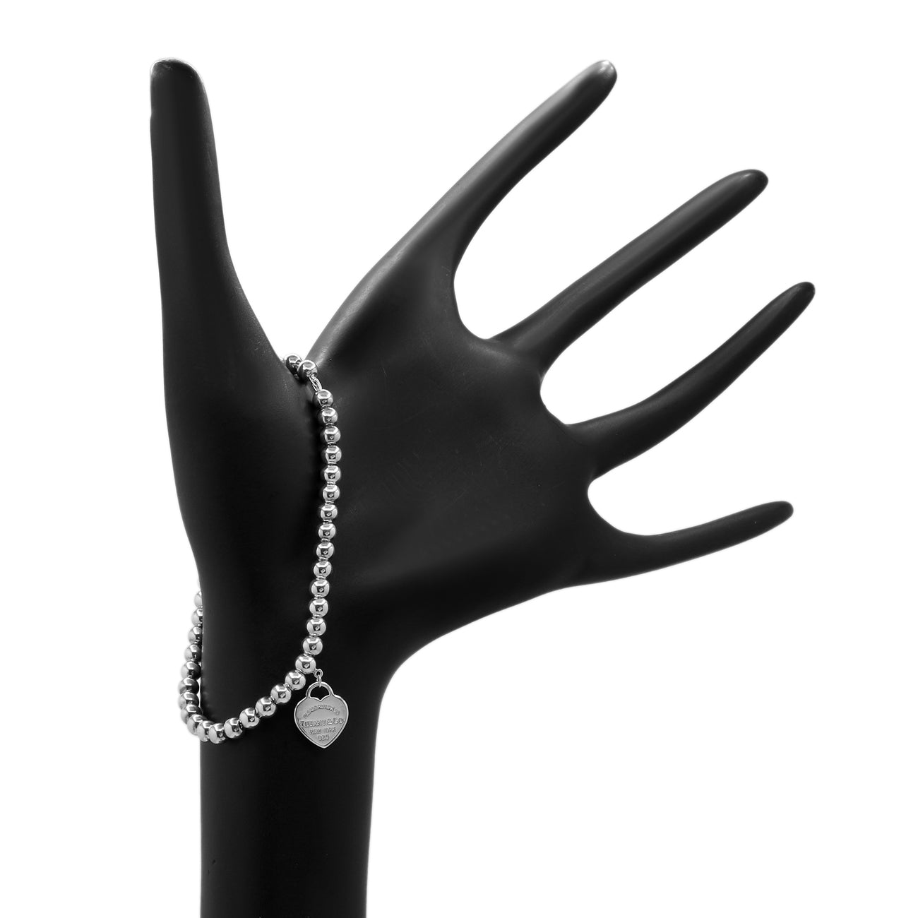 Exclusive Tiffany & Co. Sterling Heart Tag Bead Bracelet — Back View