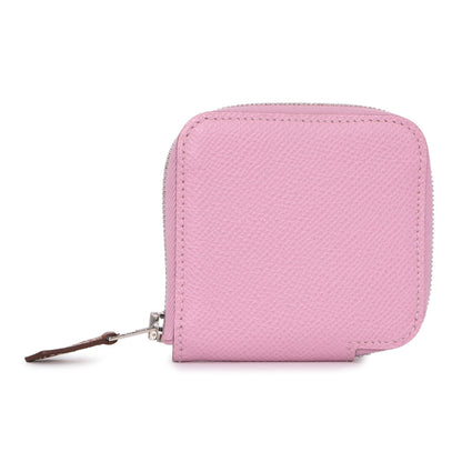 Exclusive Hermes Mauve Sylvestre Epsom Silk'in Change Purse — Front View