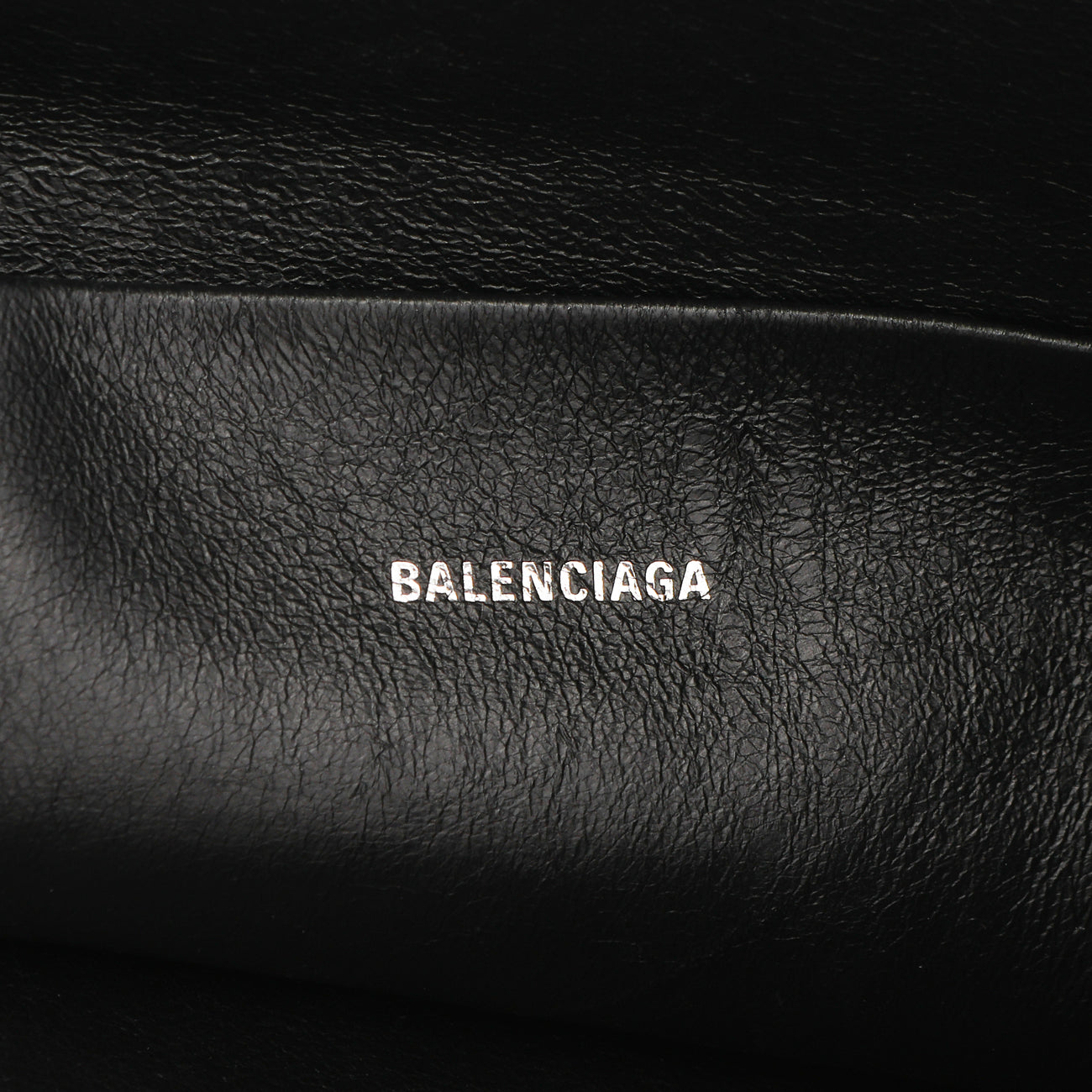 Exclusive Balenciaga Black Calfskin Logo Large Zip Pouch — Detail View